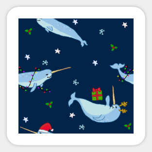 Christmas narwhal Sticker